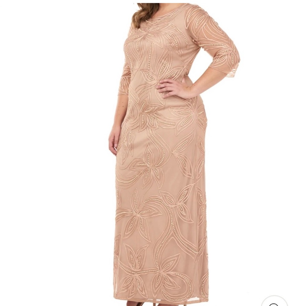 JS collections modern soutache 3/4 sleeves V-Back long dress - Picture 3 of 14